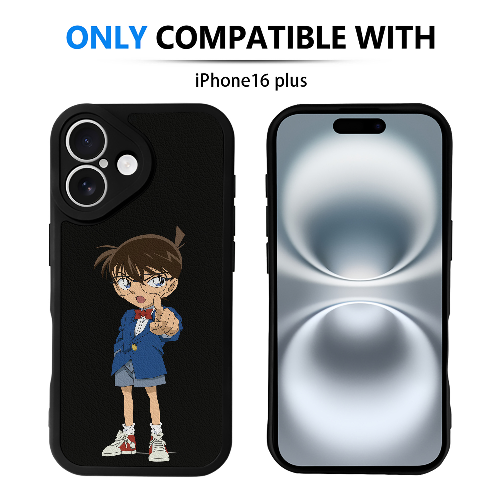 （画像用） 名探偵コナン 江戸川 コナン Detective Conan Conan Edogawa 【iPhone 16シリーズ対応】シリコンスマホケース（レザー調） 材質：シリコン